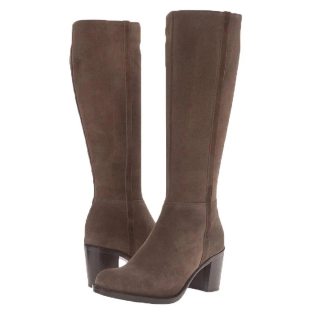 NIB La Canadienne 5 Taupe Stone Suede Leather PHEBE Knee-High Boots
